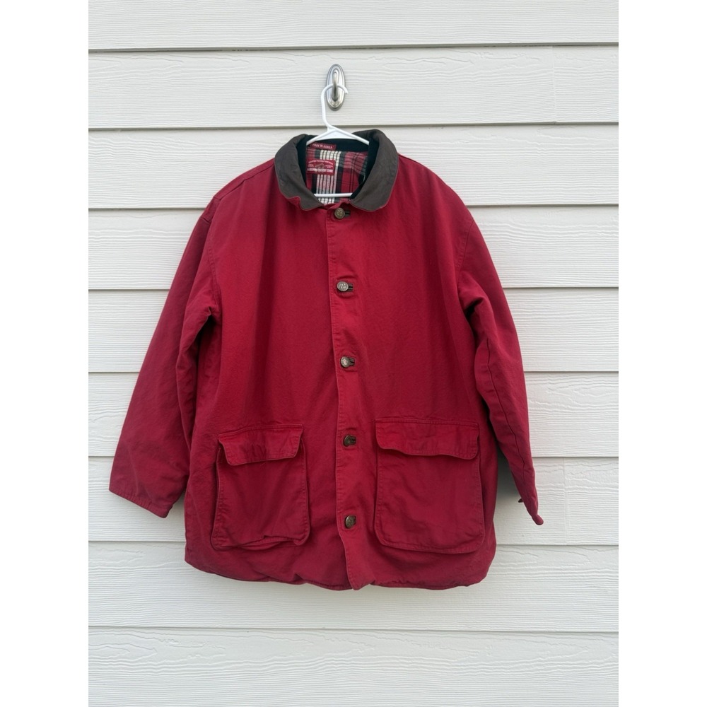 Vintage Marlboro Red Canvas Barn Chore Coat Jacket‎ with Removable Lining XL